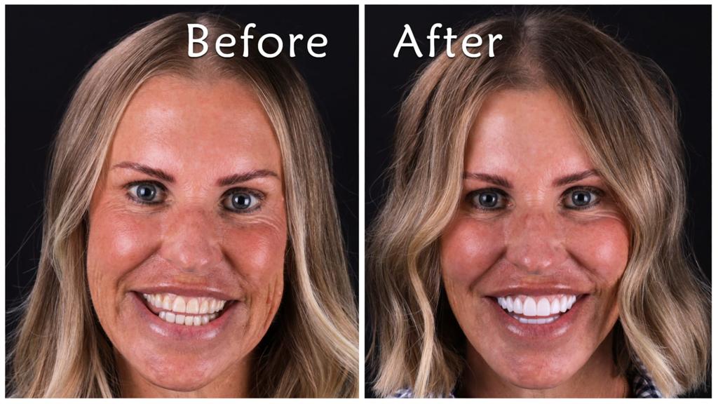 Porcelain crowns smile makeover — before and after